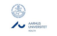Navnetrækslogo for AU, Health sammen med Aarhus Universitets segl.