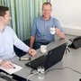 Senior data scientist Adam Hulman (left) and clinical professor Per Løgstrup Poulsen act as chairmen and lead a virtual journal club at Steno Diabetes Center Aarhus. Photo: Private