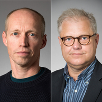Mød Søren Riis Paludan (t.v.) og Lars Østergaard til en debat om eksperternes ansvar i mediernes coronadækning. Foto: Lars Kruse, AU Foto.